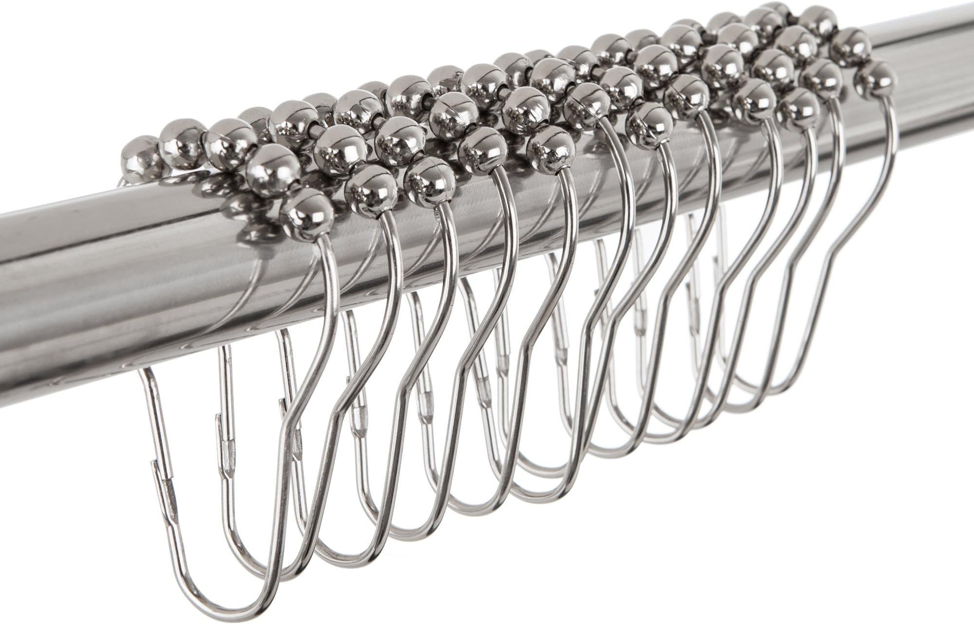 Emmabin Premium Shower Curtain Rings Hooks Rustproof Stainless Steel Made for Bathroom Shower Rod Set of 12(Polished Nickel)