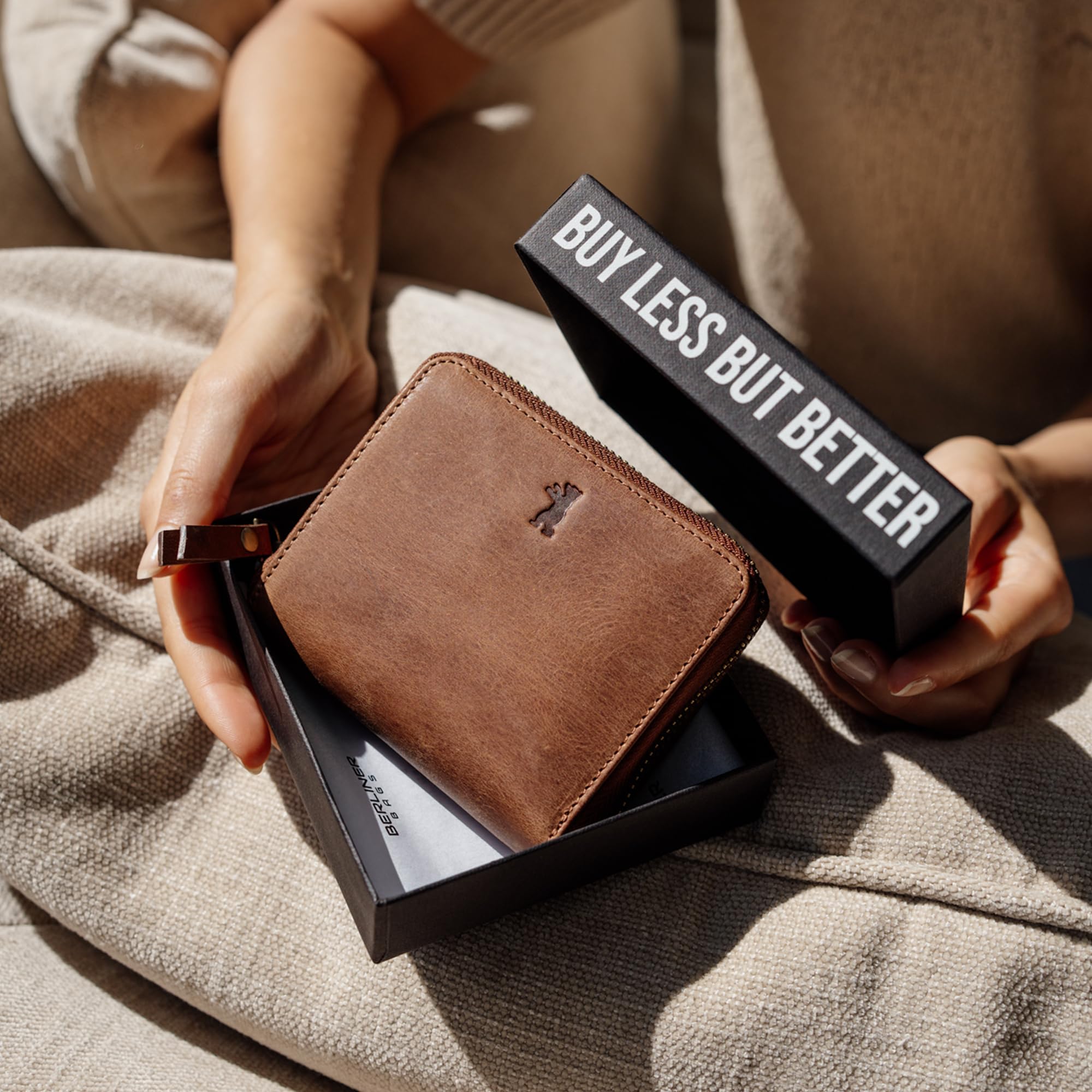 Berliner Bags Palermo Vintage Cartera Mujer Piel Auténtica con Tarjetero