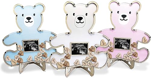 Miniatura 9 de Alternativas para libros de invitados para baby shower, decoración de baby shower con texto en inglés We Can Bearly Wait para niños, decoración de