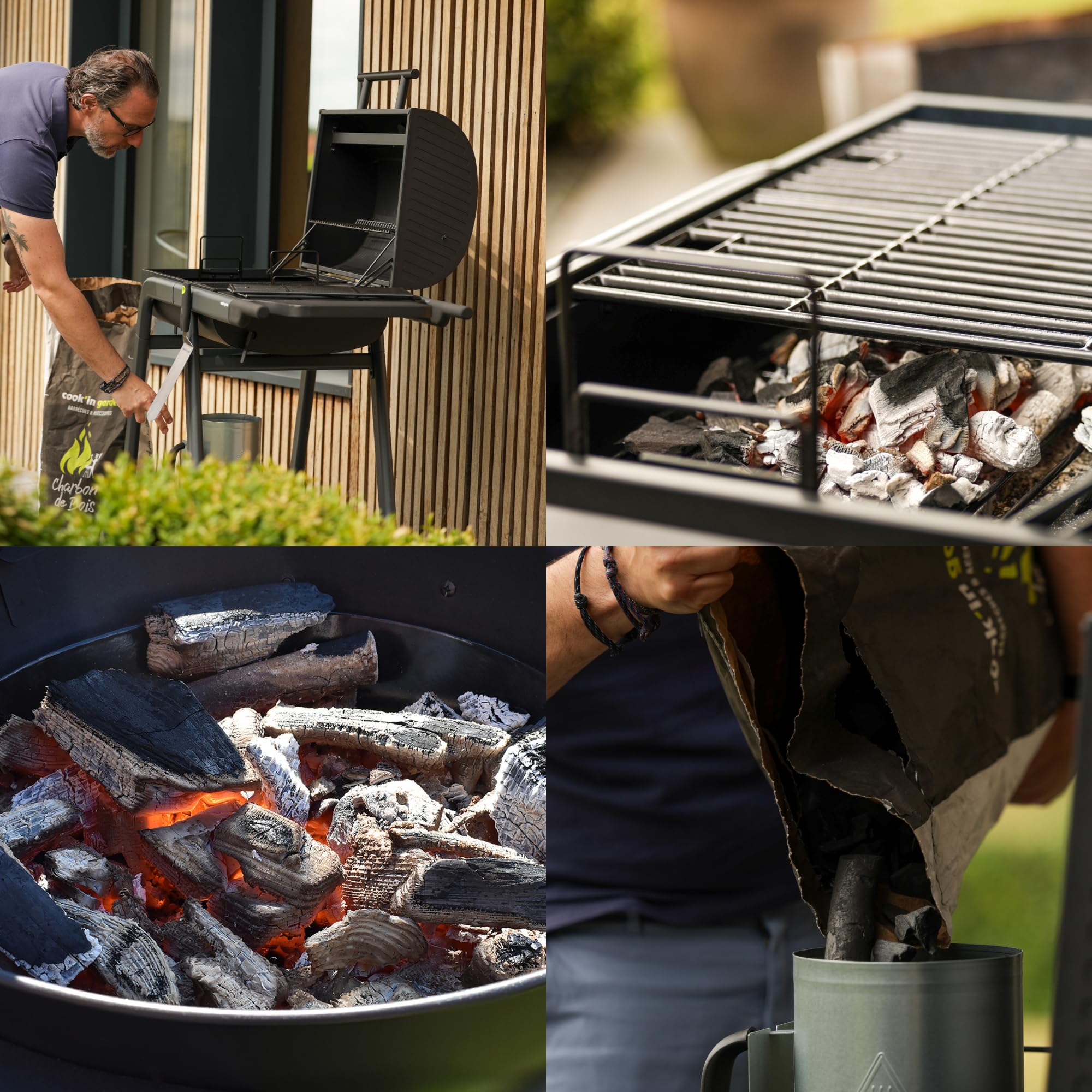 Cook’in Garden - Sac de Charbon de Bois 40L, Qualité Restaurant, Gros Charbon FSC® 100%, Fabriqué en Europe, Idéal Barbecue Extérieur Terrasse Jardin, Allumage Facile, Noir