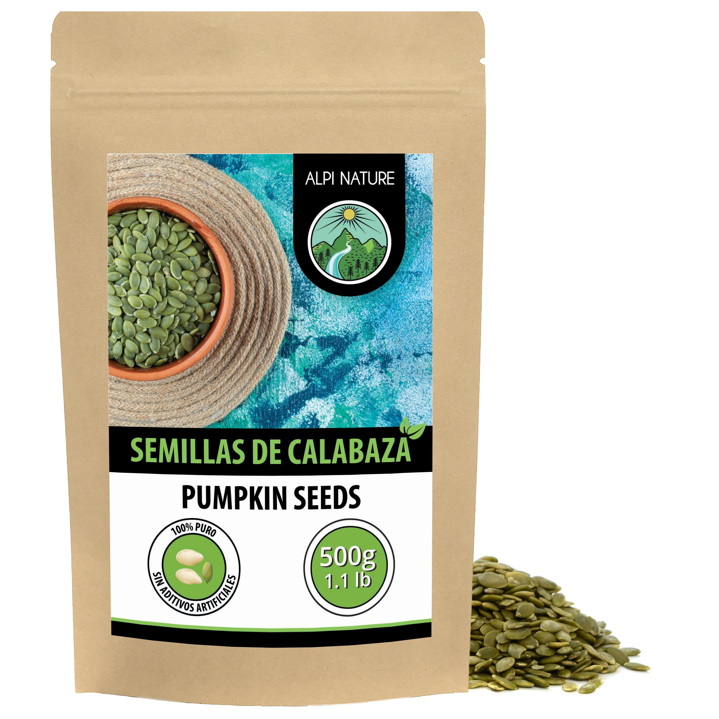 Alpi Nature Semillas de Calabaza Crudas Peladas 500g