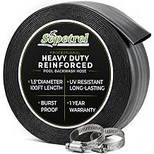 Sepetrel Pool Backwash Hose 1.5 Inch x 100 Feet | Heavy Duty Burst Resistant & Weatherproo Lay Flat Discharge Hose for Pool Sand Filter, Sump Pump, Inground & Above Ground Pools,Includes 2 Clamps