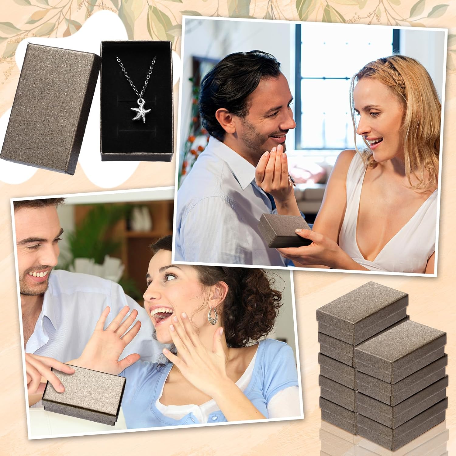 Tenceur 100 Pcs Jewelry Gift Boxes Bulk Kraft Jewelry Cardboard Box for Necklace Earring Bracelet Storage Package