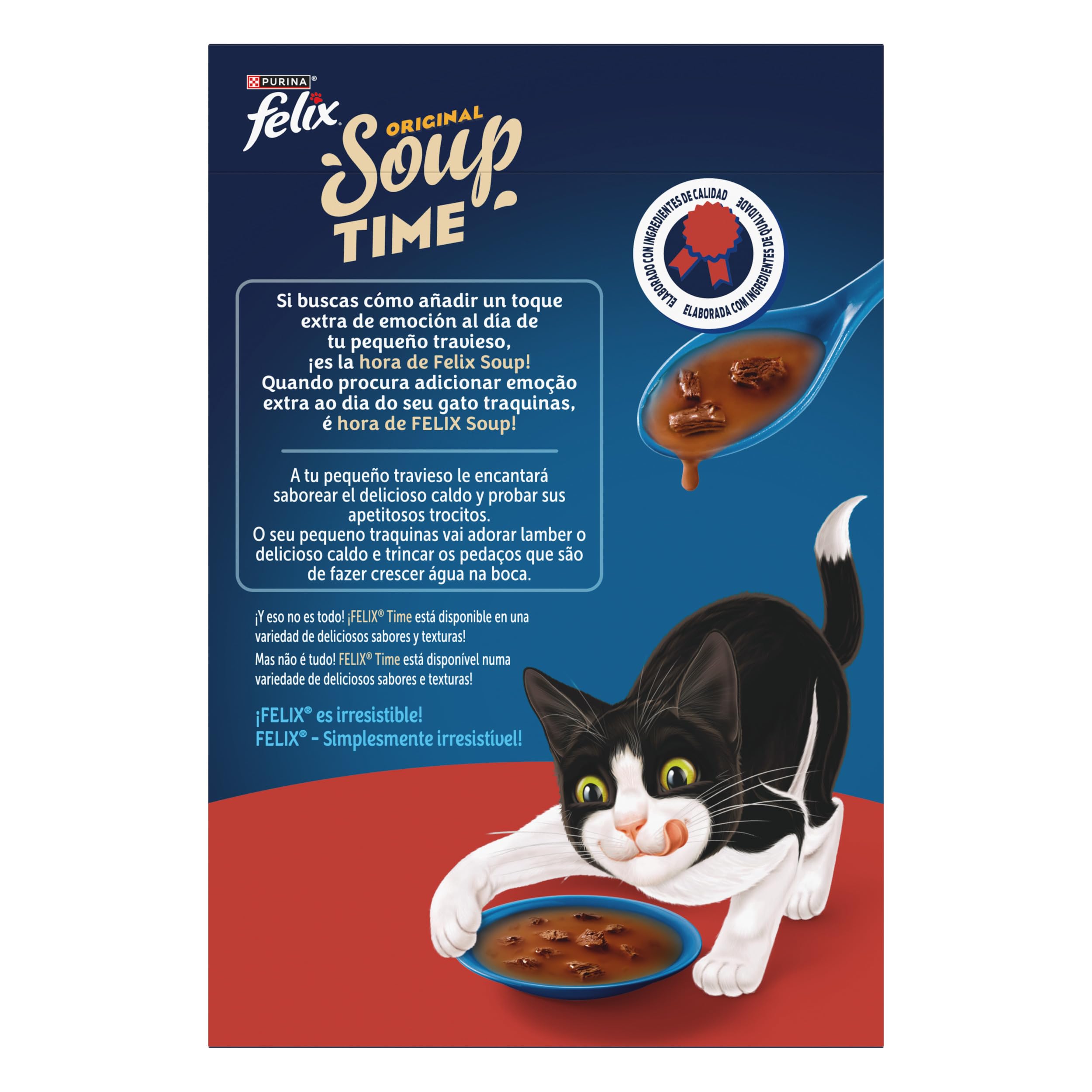 PURINA® FELIX® Soup Time Original con Buey 48 Unidades x 48gr