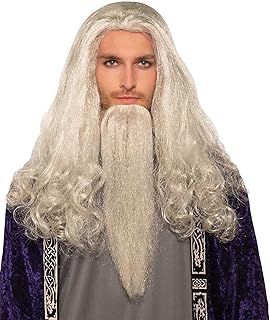 Forum Novelties Men's Wise Wizard Costume Wig and Beard, White, One Size