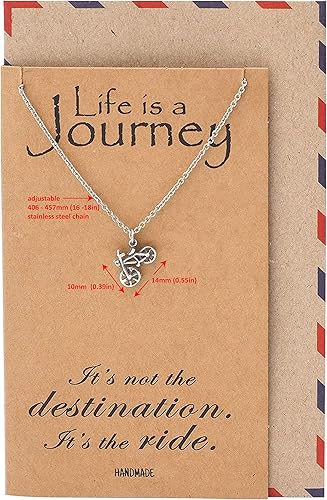 Miniatura 6 de Quan Jewelry Mini collar de bicicleta, colgante de viajero de viaje, regalos para ciclistas y pasión por los viajes, collares delicados