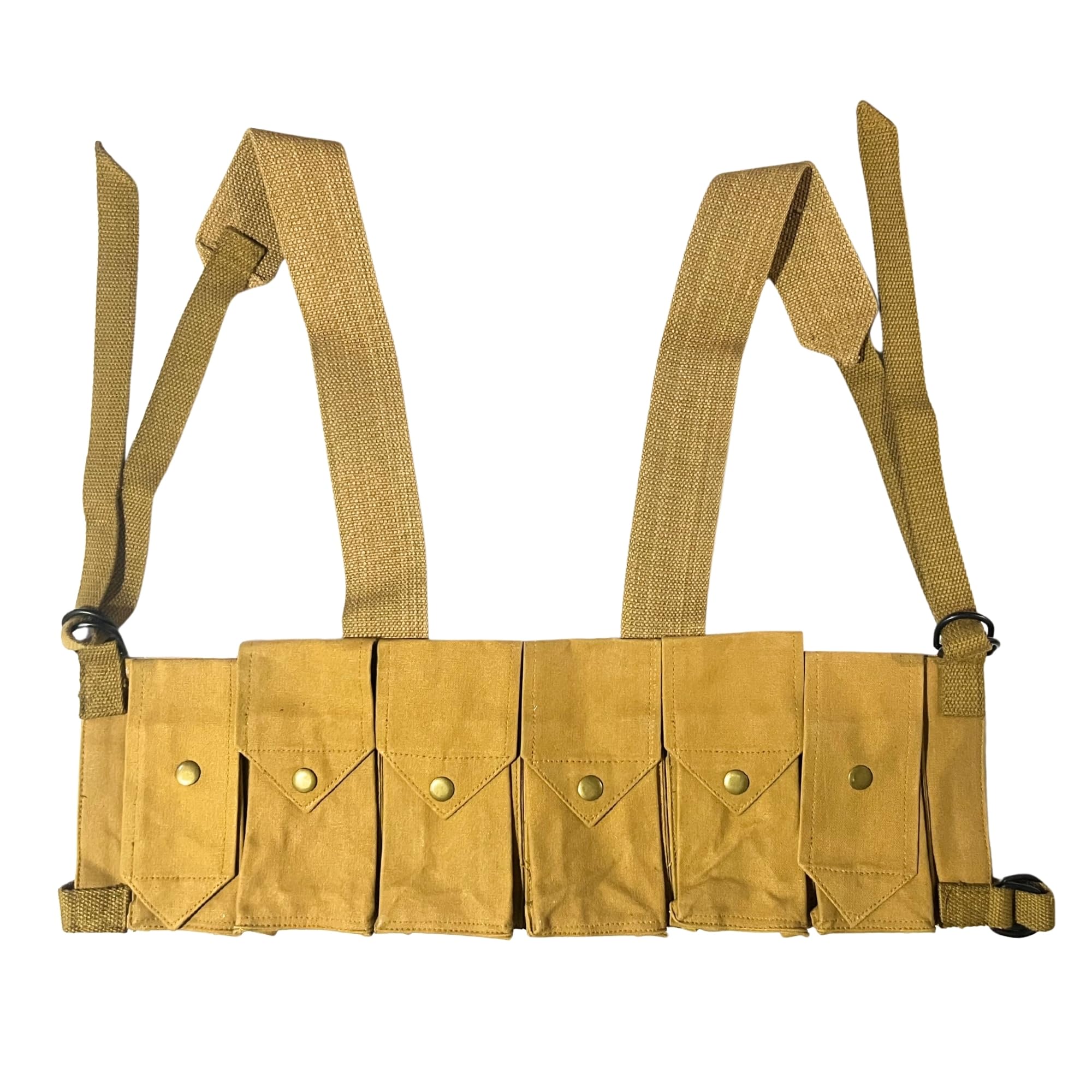 warreplica Rhodesian FAL / G3 / M14 Bush War Magazine Chest Rig with Grenade Pocket - Reproduction Khaki color