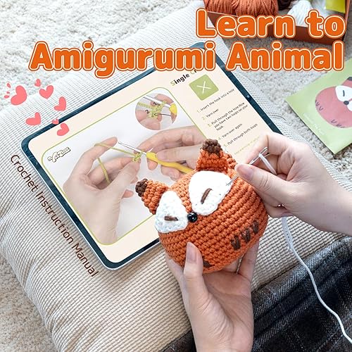 Vista 62 de Yeezhee Kit de ganchillo para principiantes, juego completo de iniciación de animales Amigurumi con tutoriales en video paso a paso, hilo y gancho