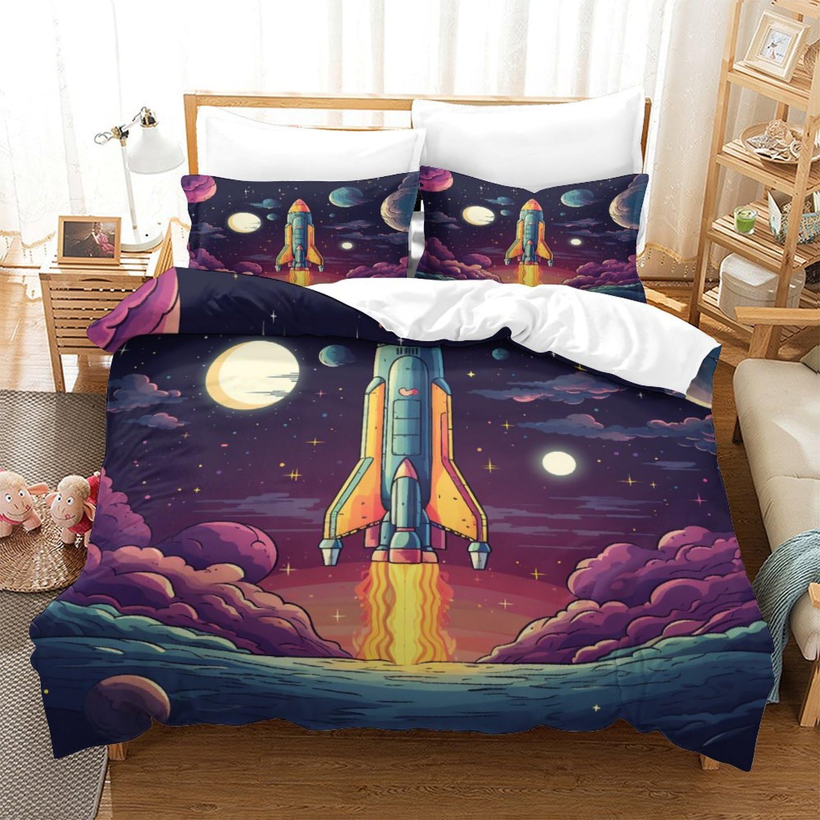 Housse de couette fusée 3D respirante 260x220cm contre la chaleur nocturne