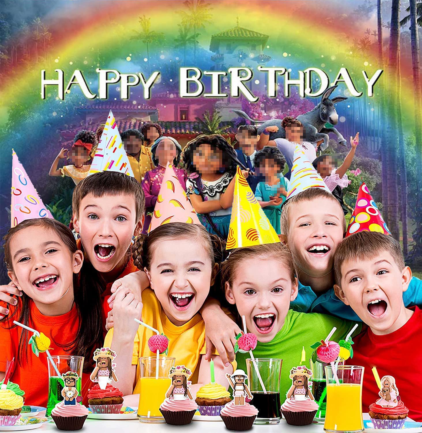 SHAMO Sfondo di Compleanno a Tema Encanto, Sfondo Fotografico per Stile Colombiano ,Decorazione per Feste Banner Up Party Photo Props 5 x 3 Piedi (1,5 x 1 m)
