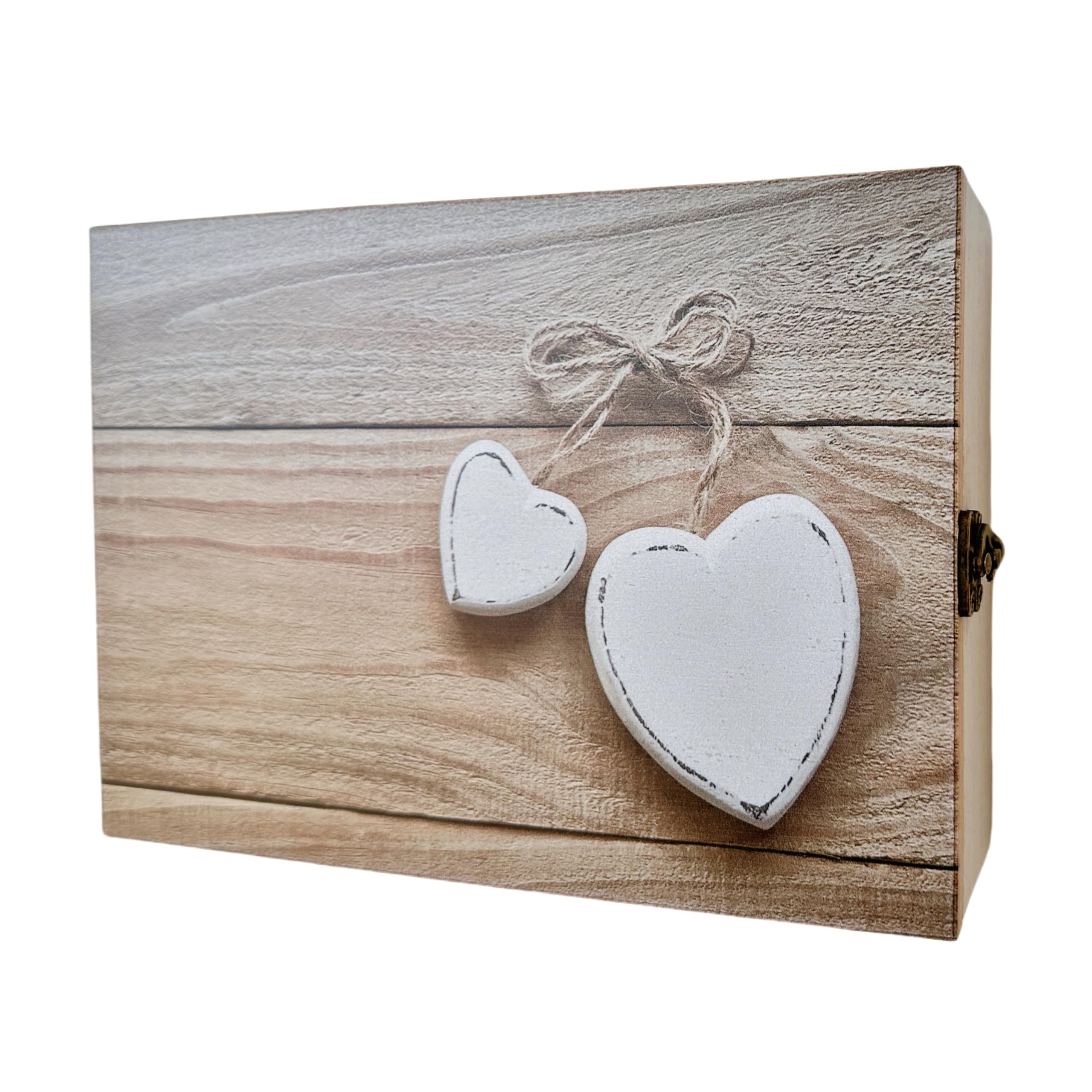Caja para Llaves de Madera con 5 colgadores de Pared para Entrada, Armario para Llaves diseño Decorativa, Guardallaves para Recibidor 24x16,5x6 cm (Corazon)