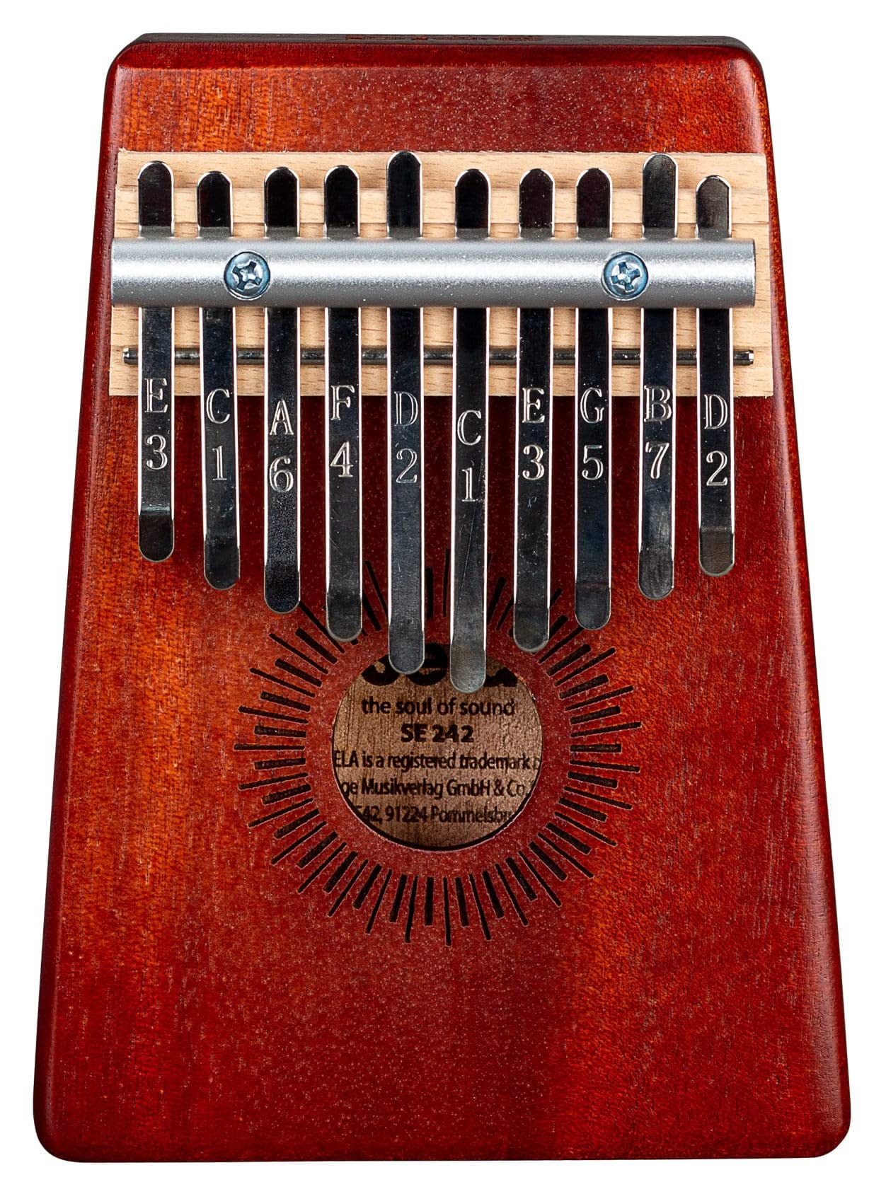 Sela Kalimba 10 - Red, Daumenklavier mit 10 Zungen in C-Dur, mit Tasche, SE 242, Rot
