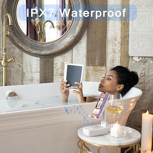Miniatura 4 de comiso Regalos para hombres y mujeres, de esposa, soporte impermeable IPX7 para teléfono celular con altavoz Bluetooth, altavoz de teléfono de ducha