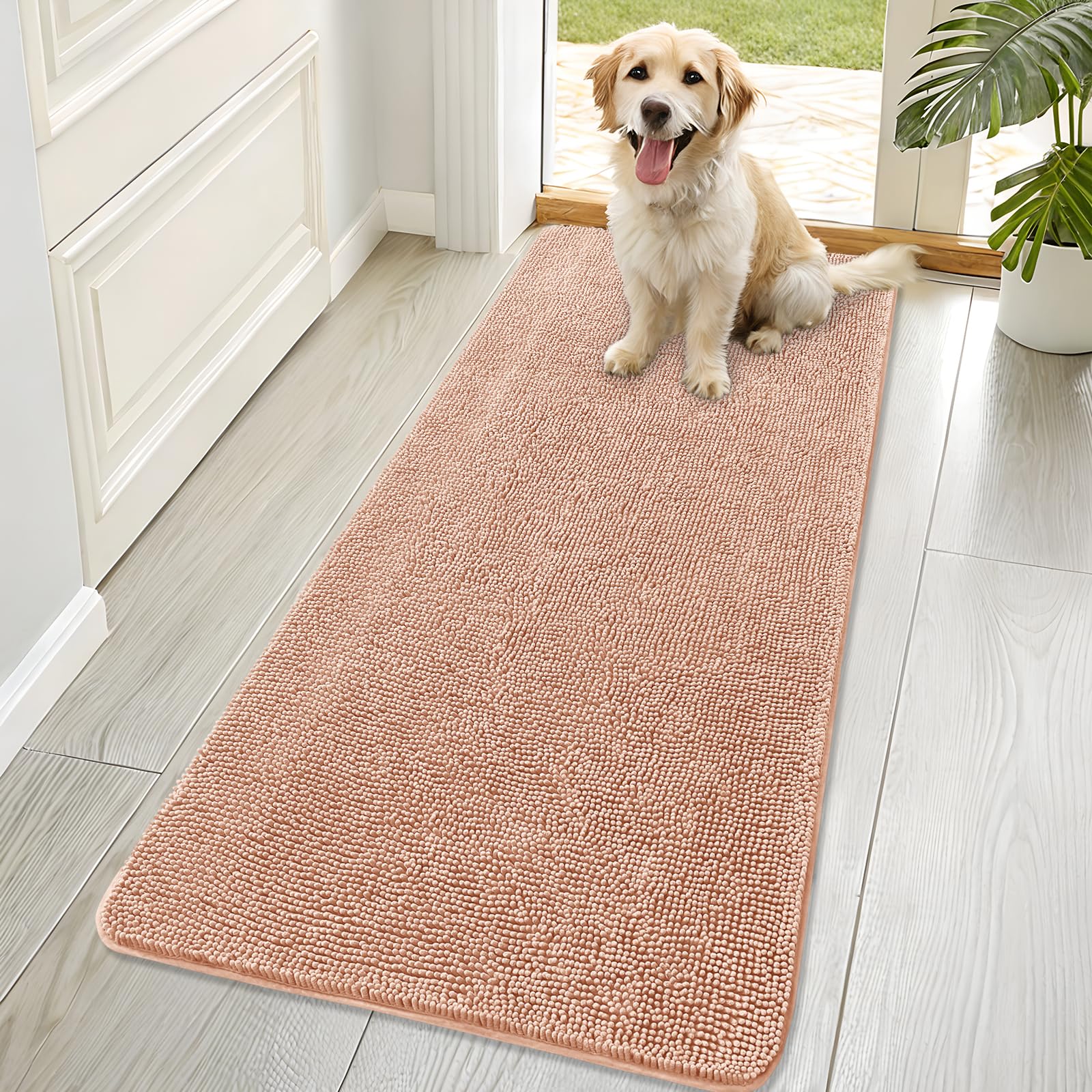 OLANLY Dog Door Mat for Muddy Paws 70x32, Super Absorbent Chenille Mud Mat
