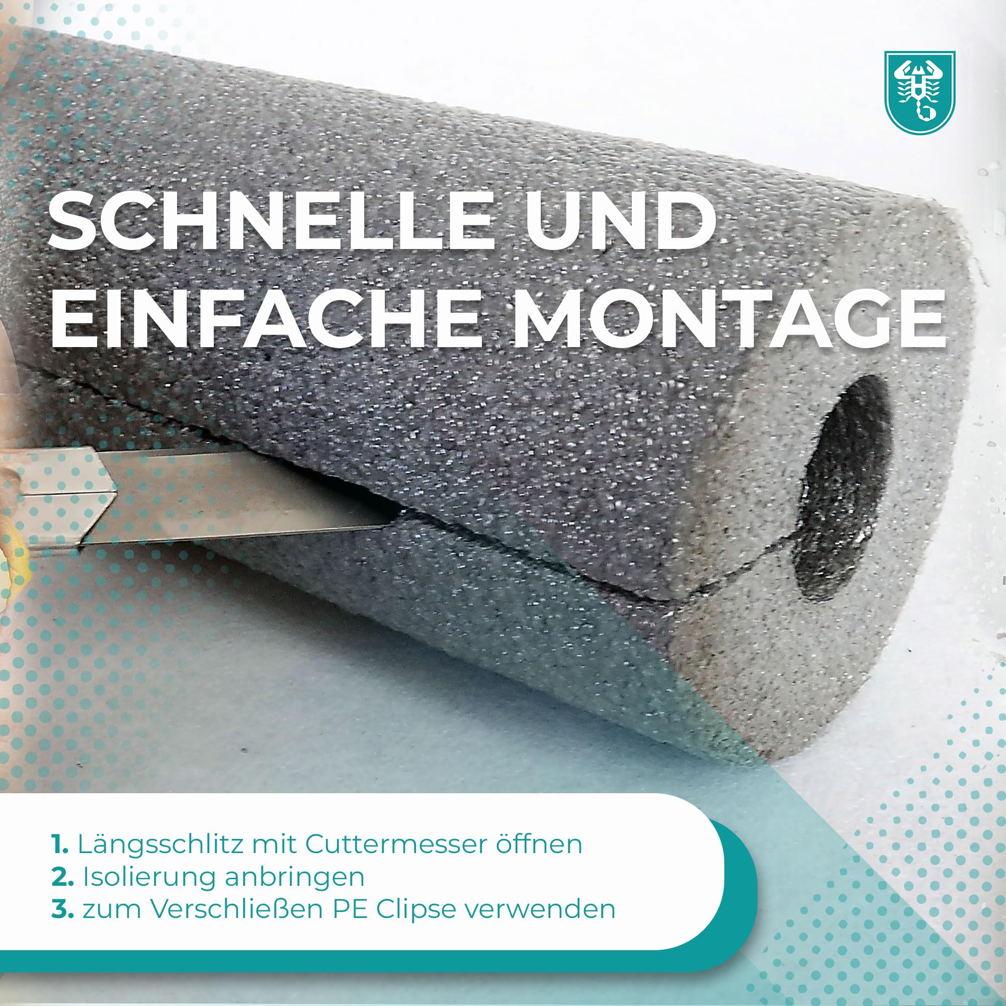 Scorprotect® Aislamiento de tuberías de polietileno de cartón completo, color gris, 1 metro (gris, 18 x 13 mm x 1 metro)