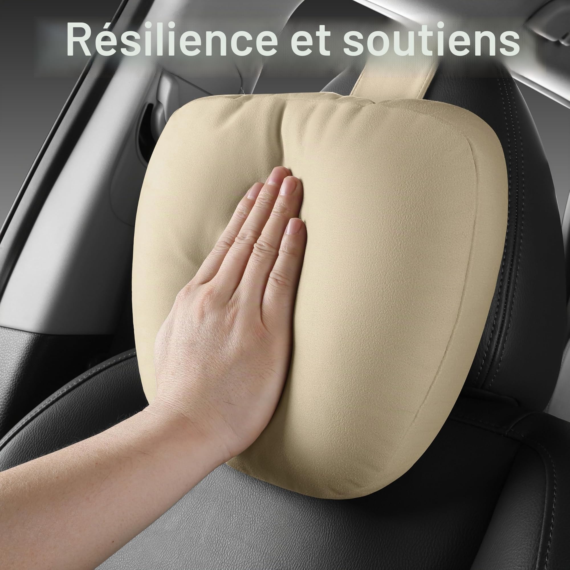 2pce Coussins de Nuque de Voiture pour siège de conducteur, Velours en Microfibre, Polyester à Base de Plantes, épaisseur/Hauteur réglable, 30 x 19 cm, Doublure intérieure remplissable