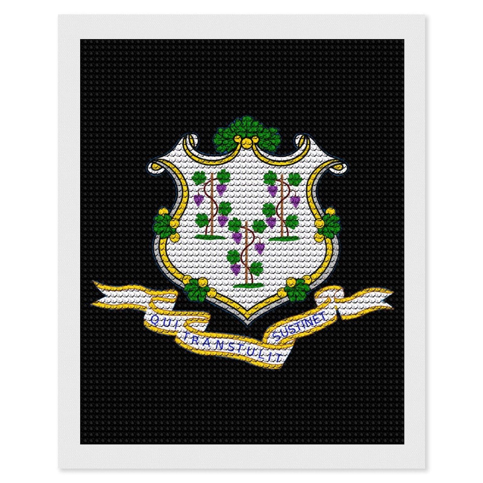 Nclqvjxzkhw Style Connecticut Flag Diamond Art Painting For Adult Round Diamonds Pictures Arts Crafts Home Wall Decor 16"X20"