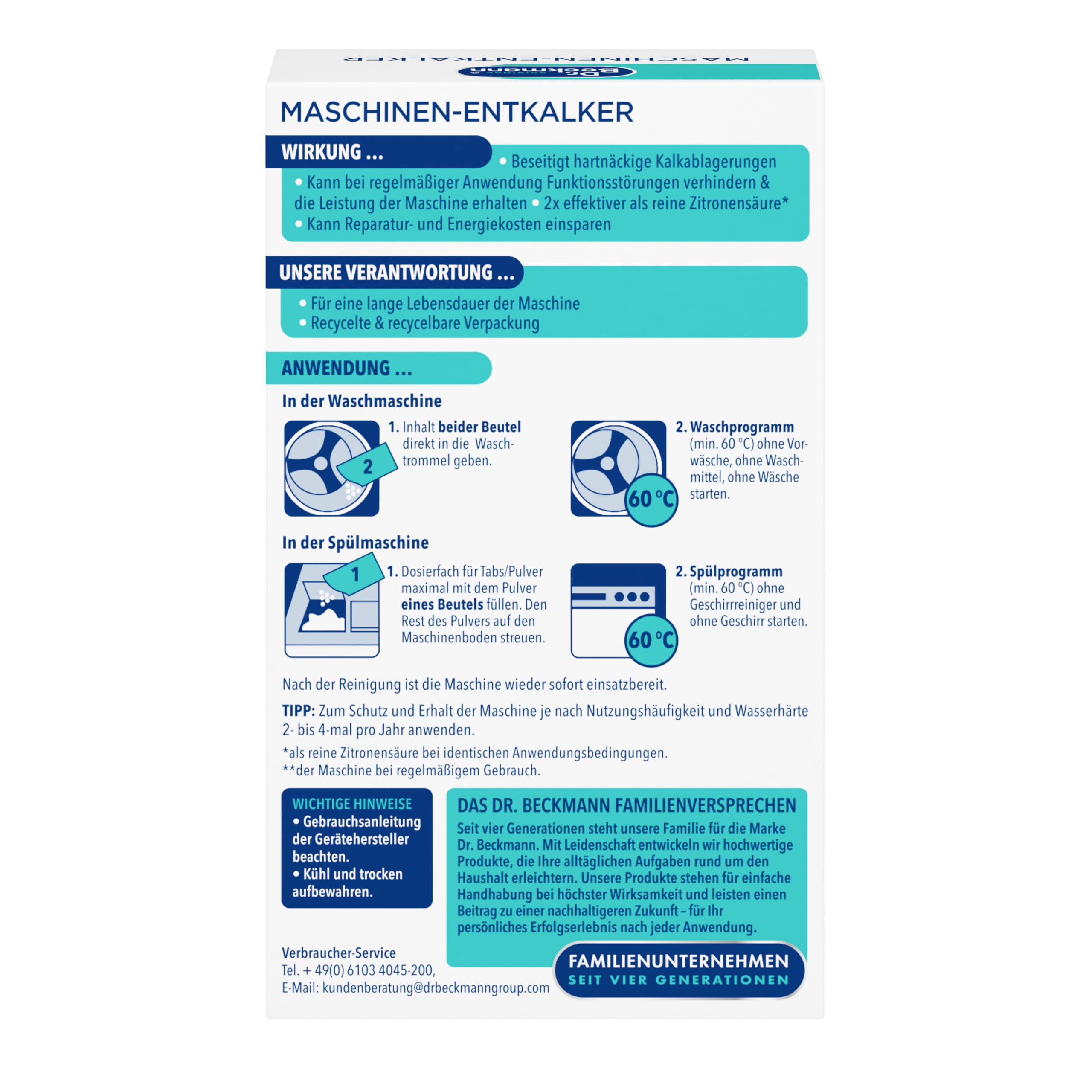 Dr. Beckmann Maschinen Entkalker | Wasch- & Spülmaschine | 2x50 g – Ansicht 2