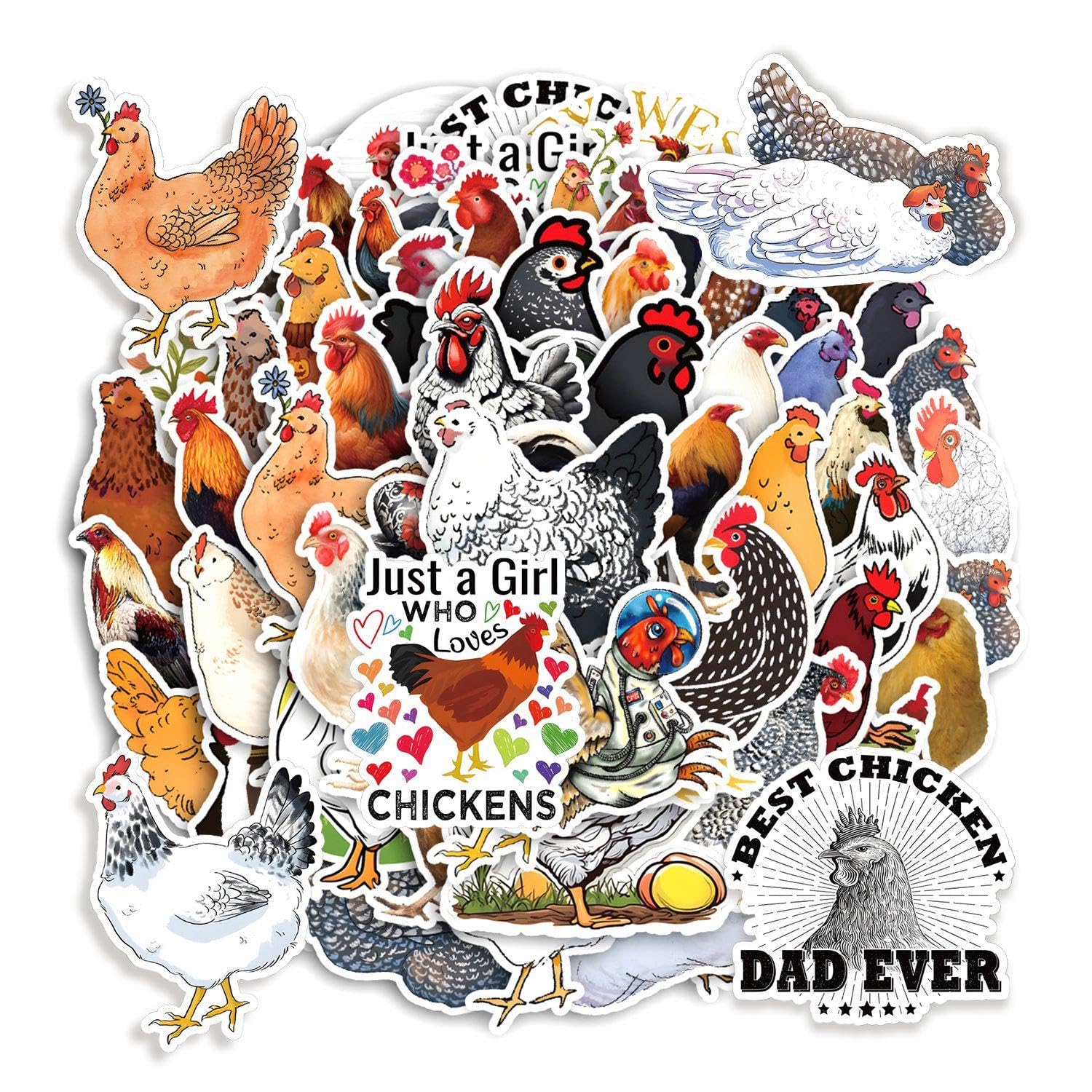 Qihuan Color 120 Cartoon Chicken Stickers, Funny Stickers, Cute Animal Stickers, Can Decorate Suitcase, Water Cup, Refrigerator.