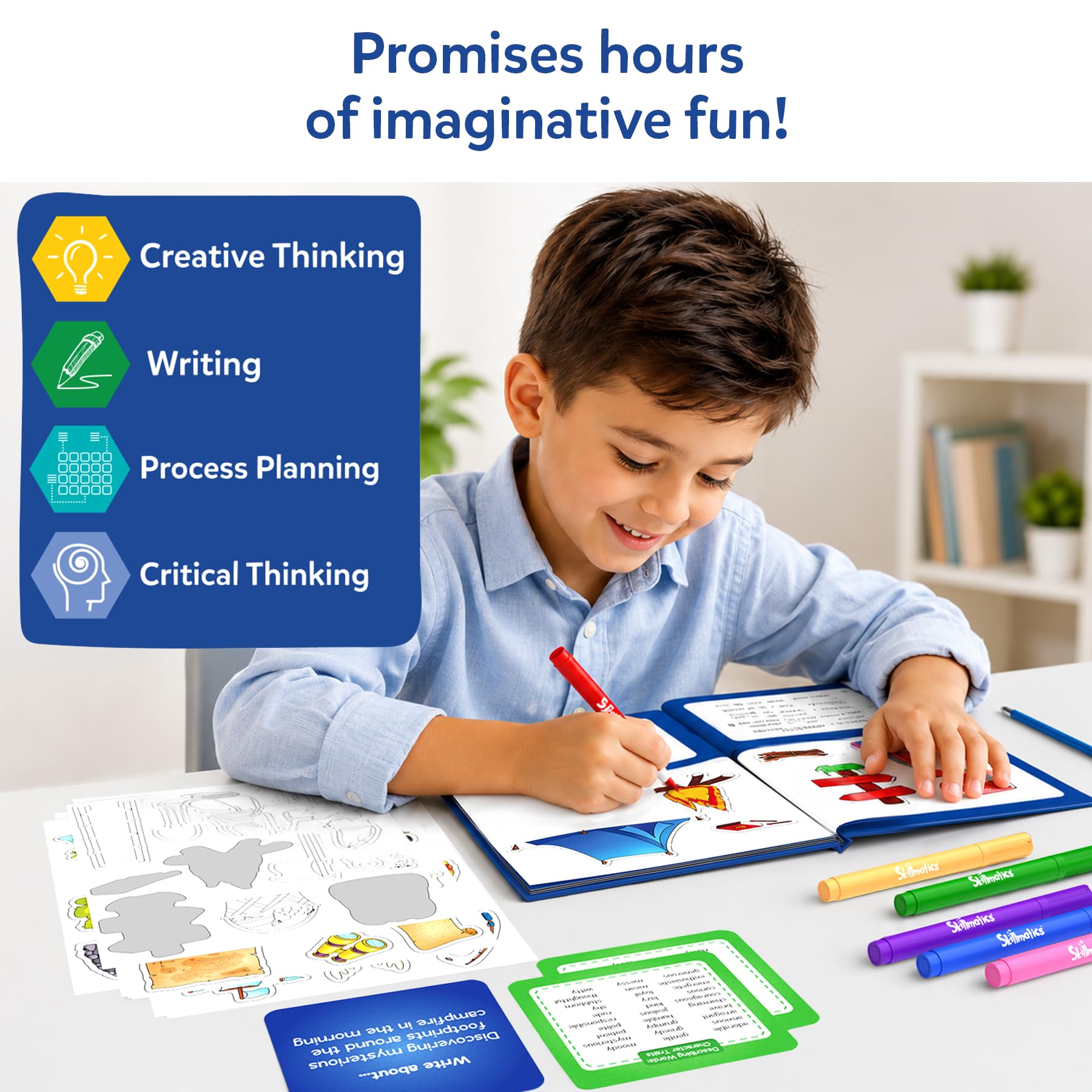 Skillmatics Storybook Art Kit - All My Adventures Art Kit per bambini, scrivere e creare libri di fiabe, attività creativa per ragazzi e ragazze, kit fai da te, oltre 150 adesivi, regali per età 5, 6,