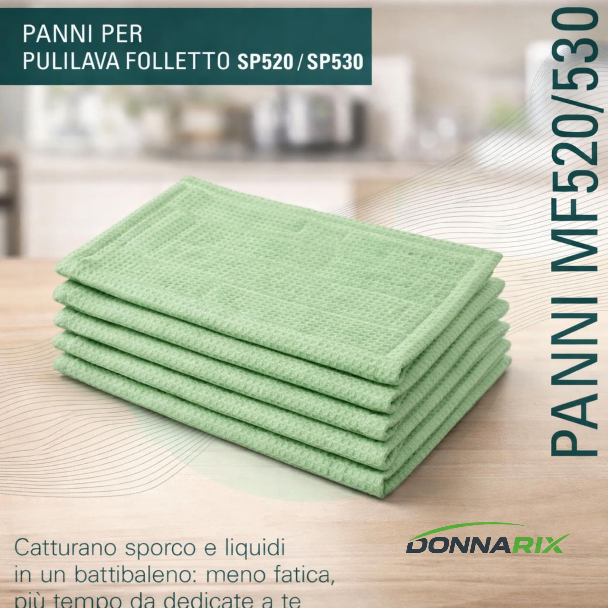 18 Panni Lavapavimenti Folletto - MISURA 100% COMPATIBILE: 31 x 17 cm - Panni Folletto Lavapavimenti Compatibili SP520/530 in Microfibra Lavabili e Riutilizzabili per Pavimenti Multisuperficie