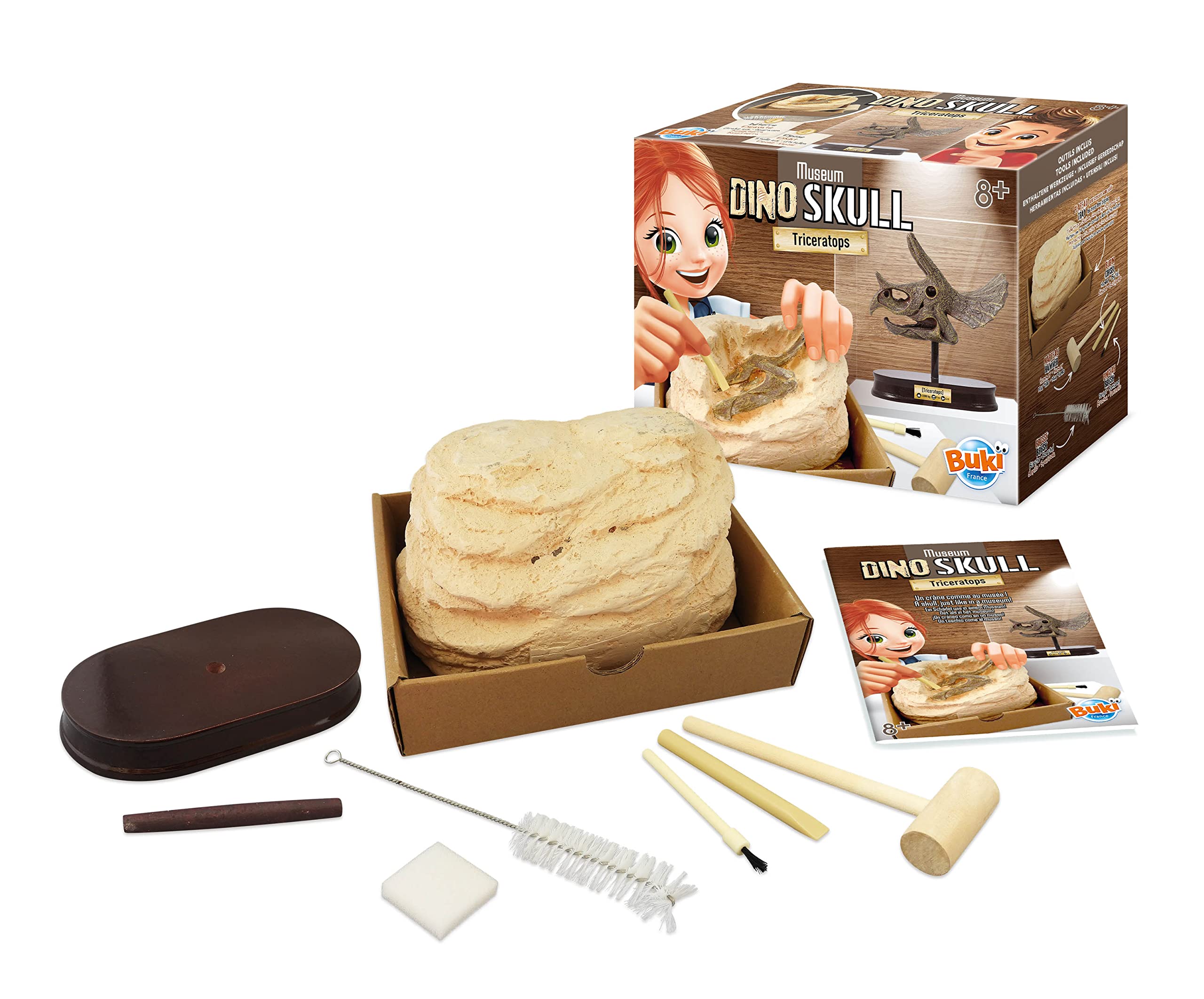 Buki France Triceratops Dino Museum Skull Dig Kit. Dinosaur Fossil Excavation Kit. Construction STEM Toy. DIY Building Set + Tools. 3D Realistic Skeleton Model. Educational Gift for Boys & Girls 8+ - Image 2