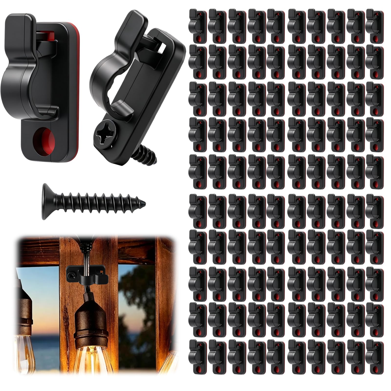 Wangzhenxi 100Pcs Garden Hooks & Screw in Hooks, Outdoor Fairy Light Hooks