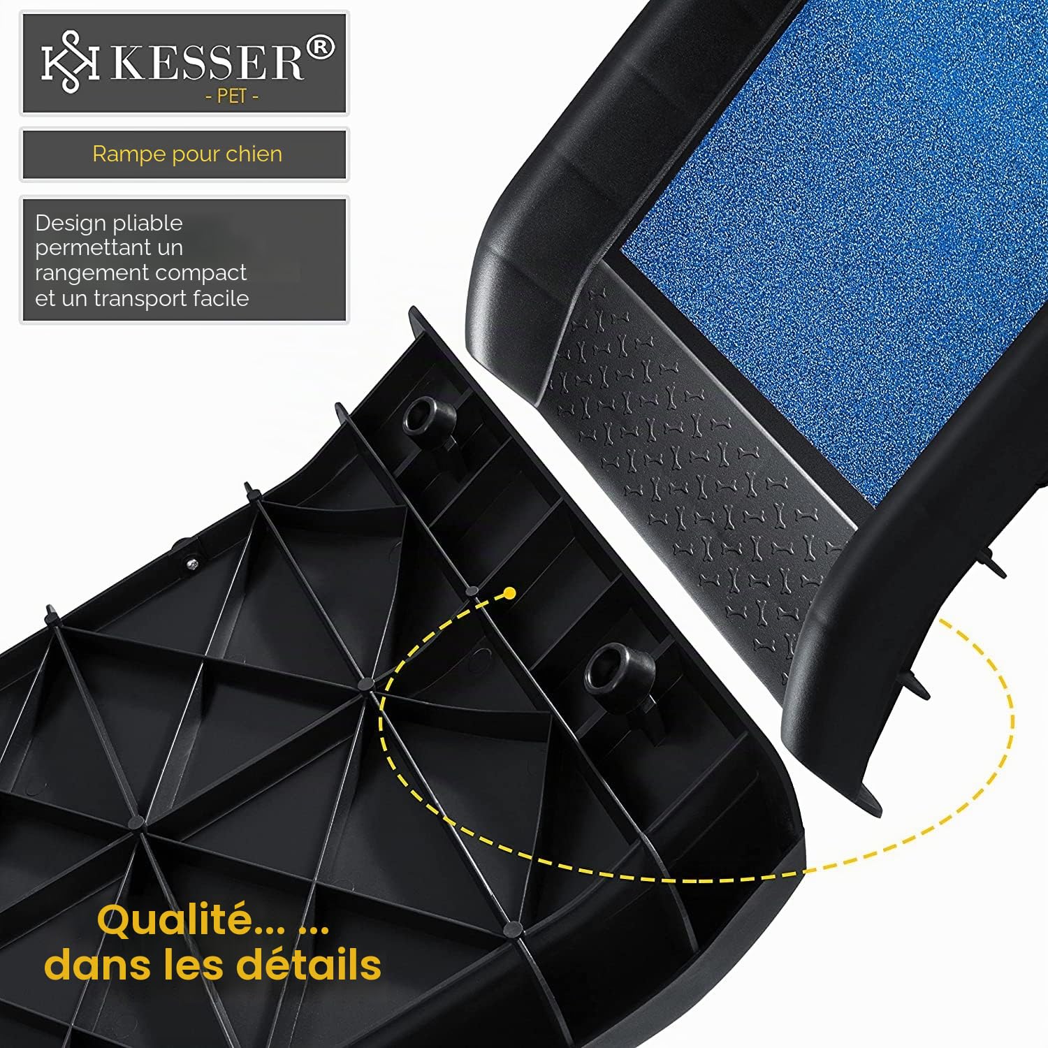 KESSER® Rampe pour Chien | Escalier pour Chien | Rampe Automatique pour Chien | Rampe de Coffre de Voiture Pliable automatiquement pour Animaux de Compagnie