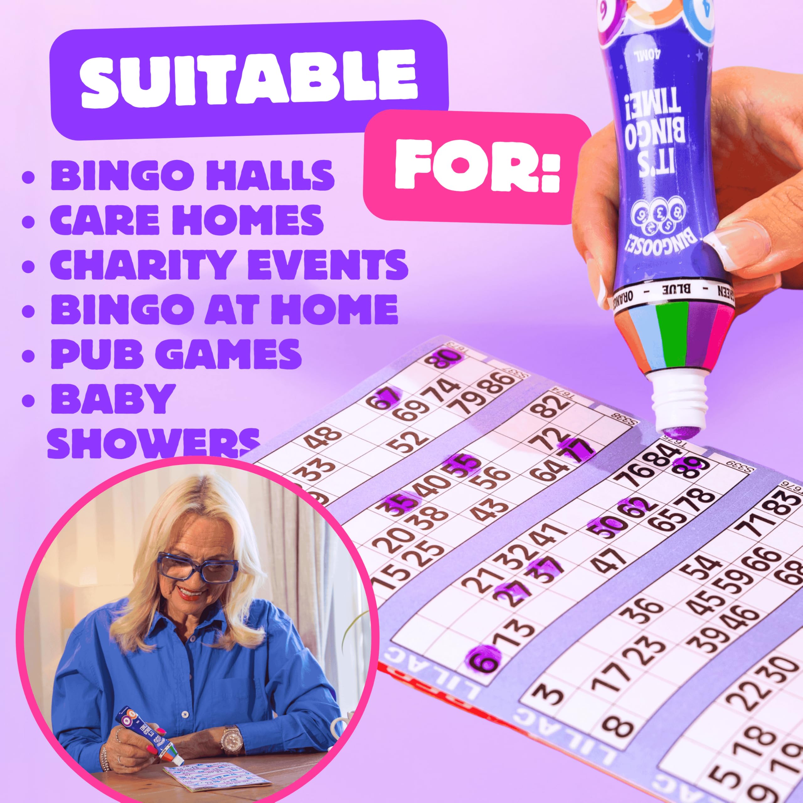 Lot de 6 marqueurs de bingo Jumbo à pointe éponge – Encre vive, bouchon à vis, anti-fuite, marqueurs à pois durables