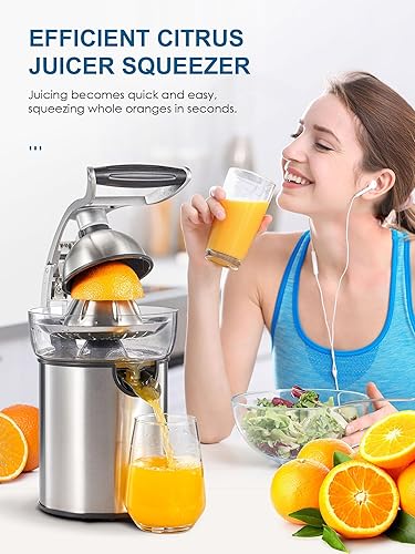 Miniatura 8 de QCen 500W Juicer Machine Metallic Black y Electric Citrus Juicer Exprimidor Paquete