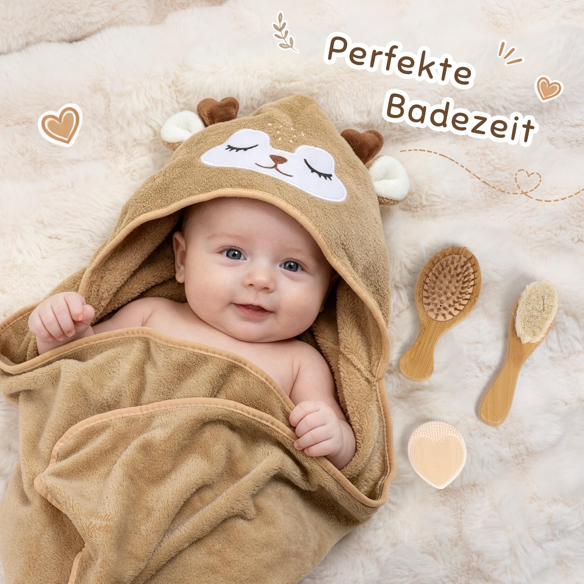 Baby Geschenk 30-teilig, Neugeborenen Geschenk, Baby Set zur Geburt (Braun)