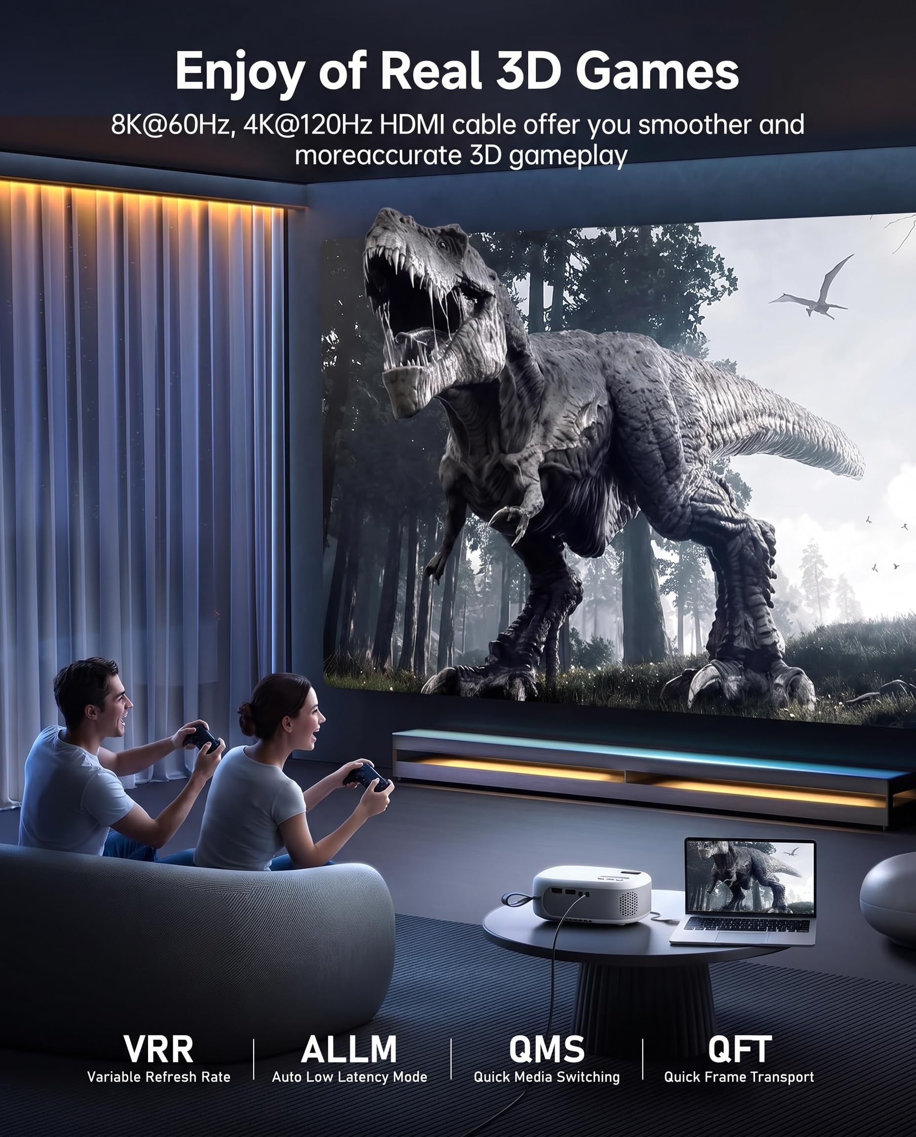 Cavo HDMI 8K 9 m, lungo HDMI 2,1 a parete, CL3, per PS5 8K a 60 Hz | 48Gbps ad alta velocità schermato 4K, 2K, eARC, HDR, HDCP 2.3 per Roku TV/laptop/monitor/HDTV/PC