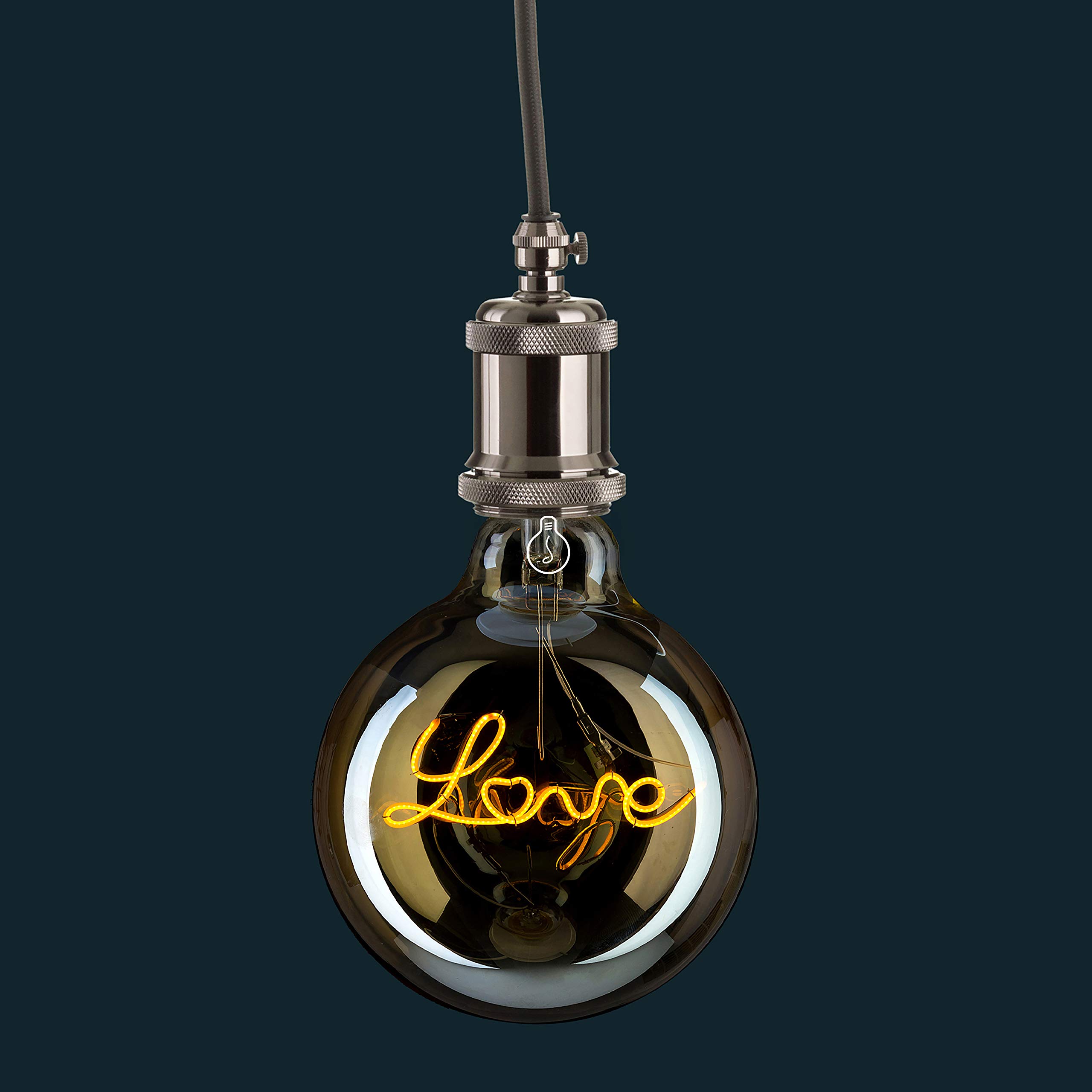 AMARCORDS - Led Bulb dimmable, Filament with The Inscription Love, Warm Light 2500K, Amber Glass Guy Globe, E27, 4W - Image 2