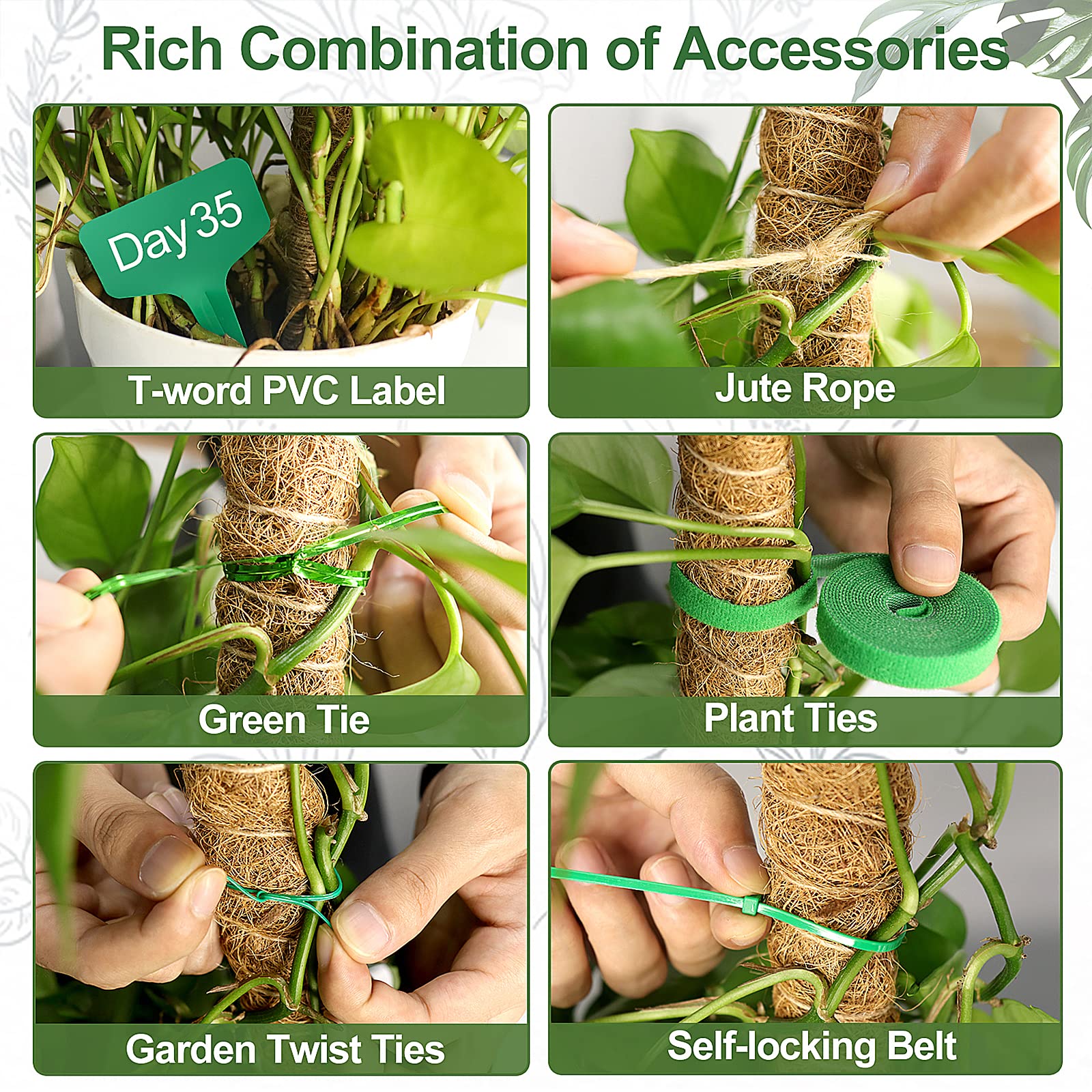 Moss Pole for Monstera, PEMOTech 25'' Bendable Plant Sticks