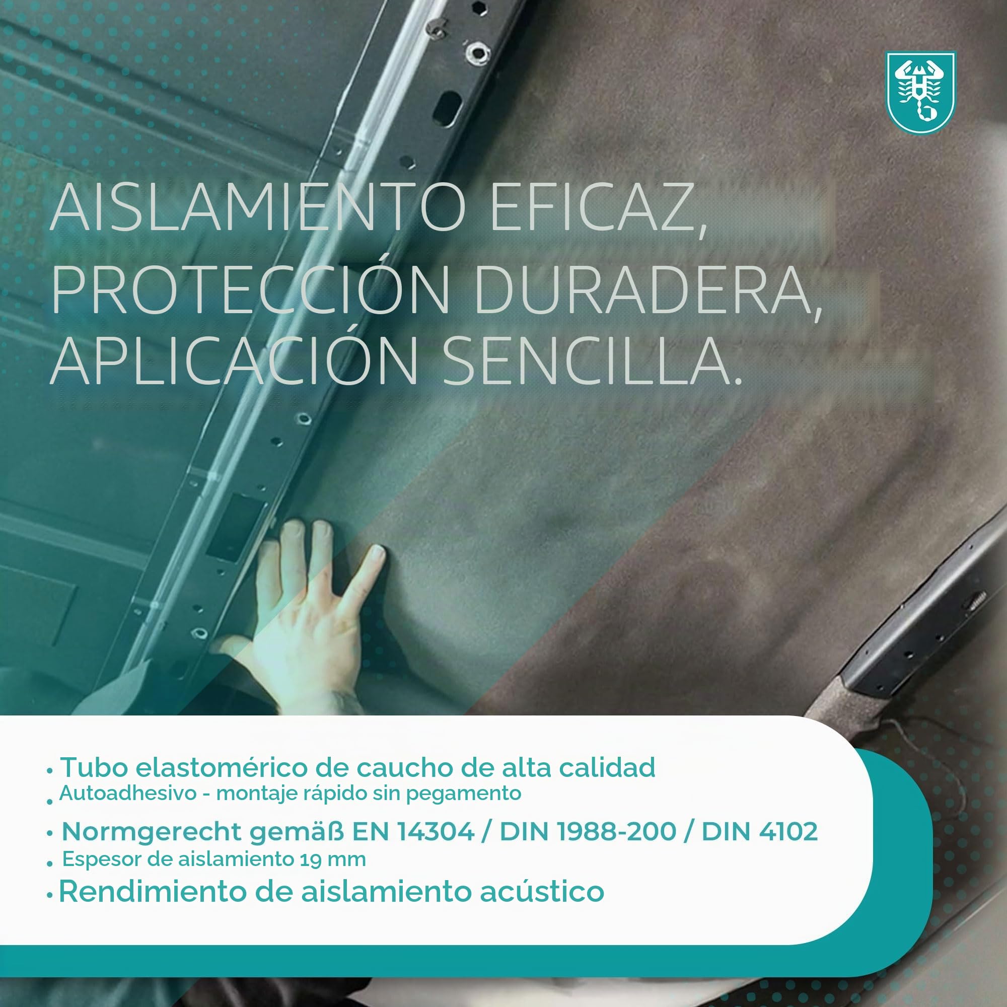 Armaflex® Armacell® Láminas de goma Home originales autoadhesivas (grosor de aislamiento: 19 mm, 1000 x 6000 mm = 6 m²) + guantes rojos + Cordón Scorprotect®