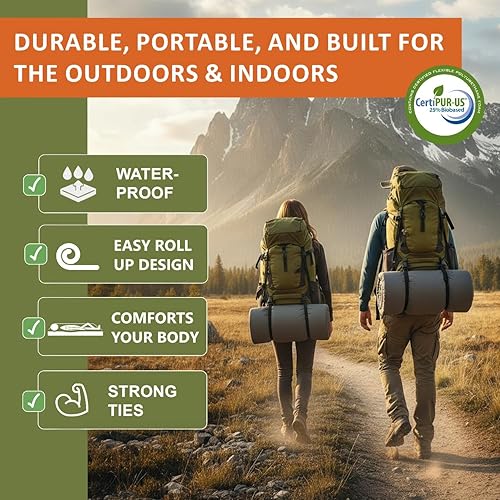 Miniatura 2 de Colchón impermeable multiusos para camping (26 x 7230 x 7538 x 75) almohadilla enrollable con parte inferior antideslizante lavable con cremallera
