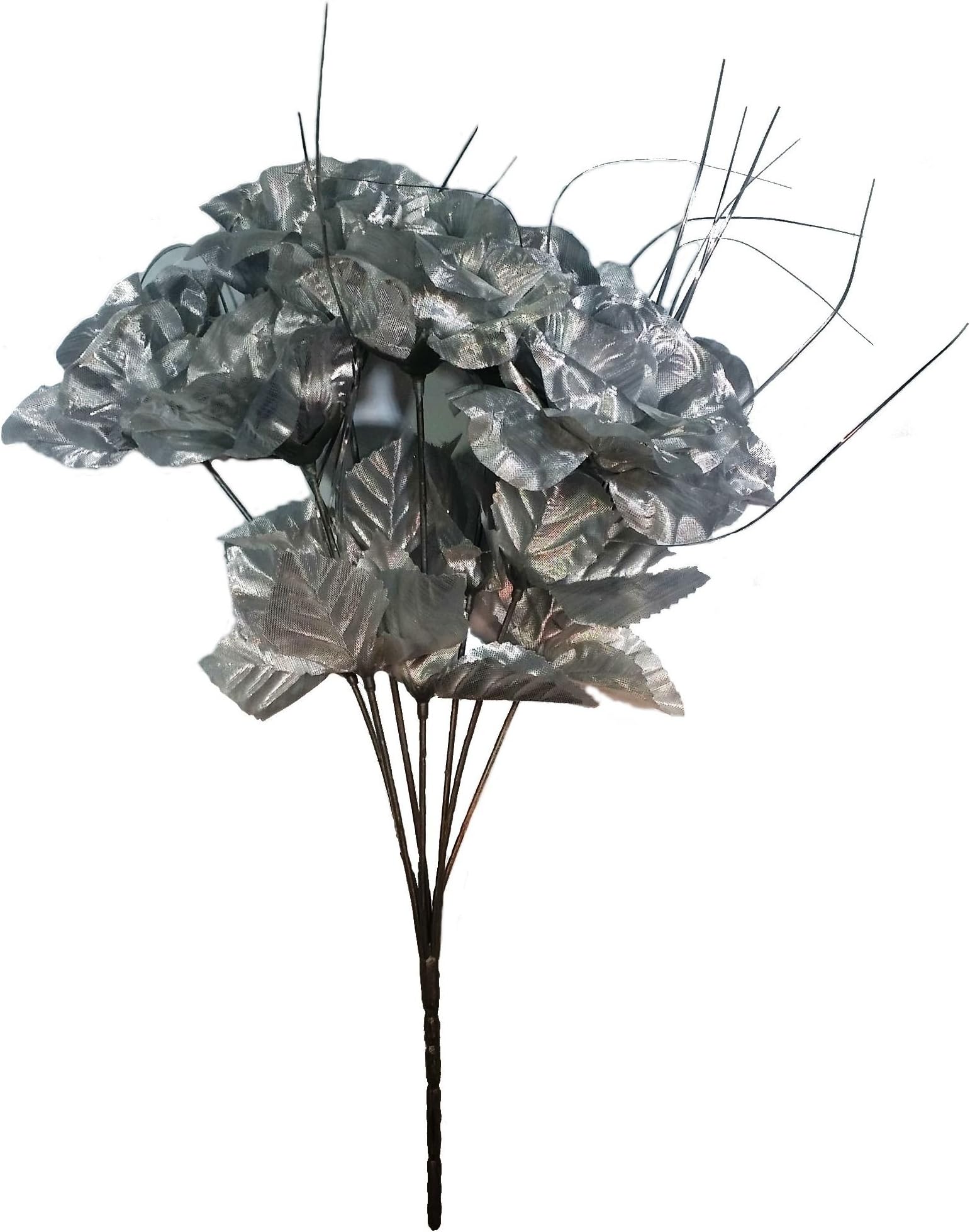 MM TJ Products Artificial Silver-Color Roses Bouquet (1)