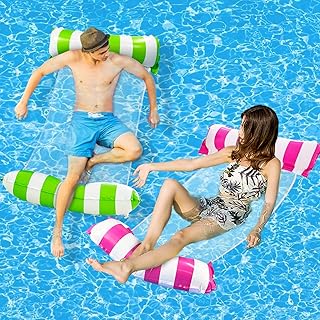 TURNMEON 2 Packs Swimming Pool Floats Hammock for Adults, Multi- Function Inflatable Pool Toys Water Float Hammock Lounge Chair Raft Saddle Drifter Swimming Pool Accessories
