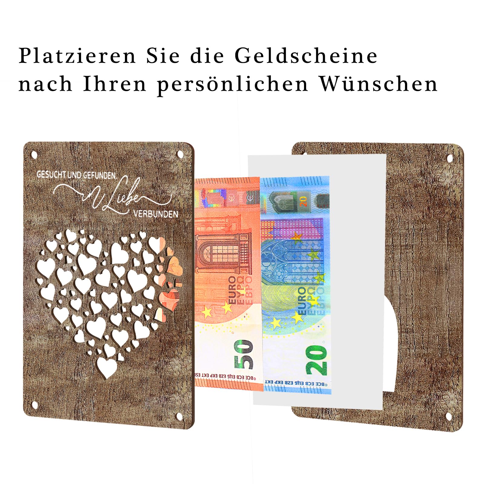 Personalisiertes Hochzeitsgeschenk - Geldgeschenk Set Mit Holz-Karte & Geschenkbox