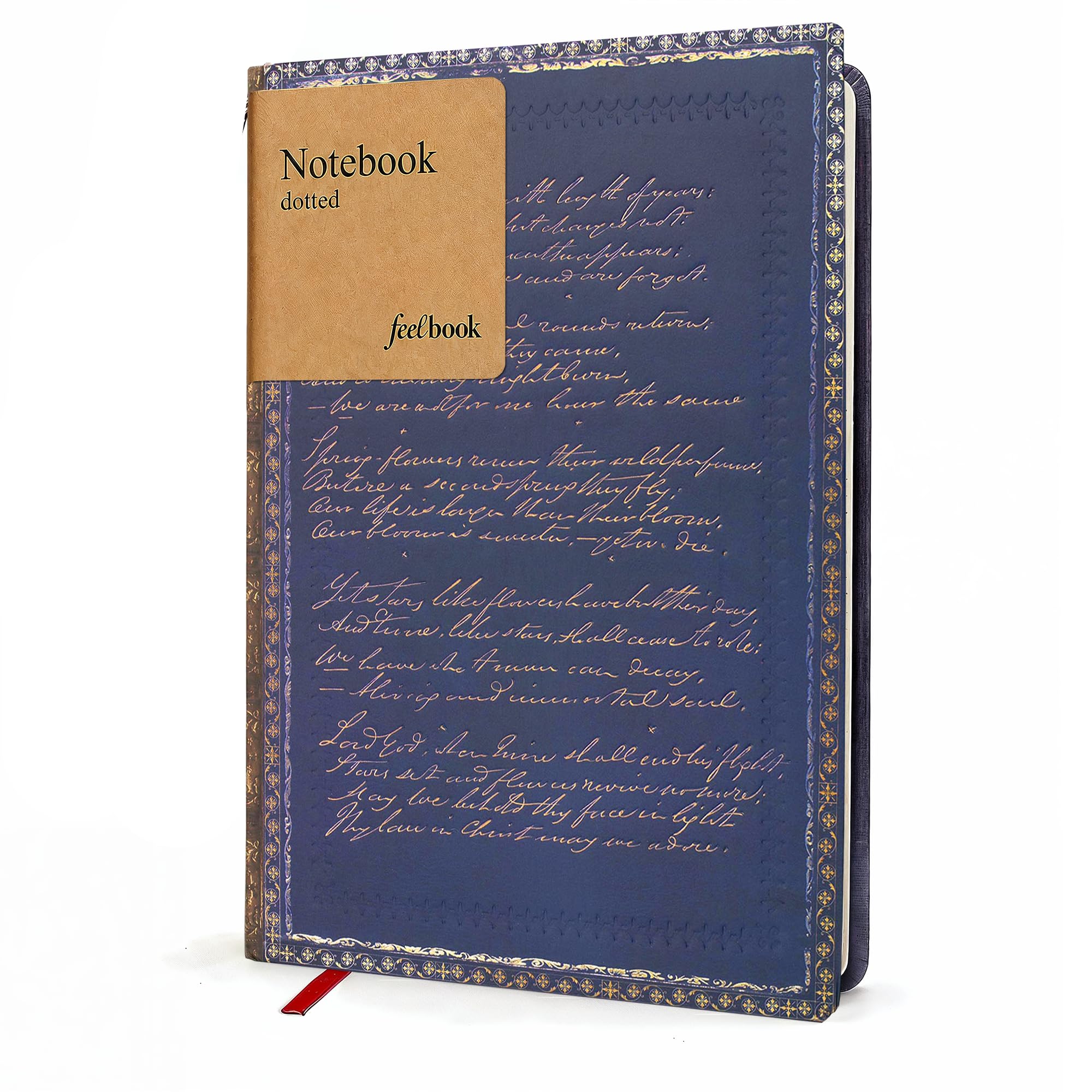 Carnet de notes à couverture rigide, format A5, 160 pages pointillées avec motifs bleus