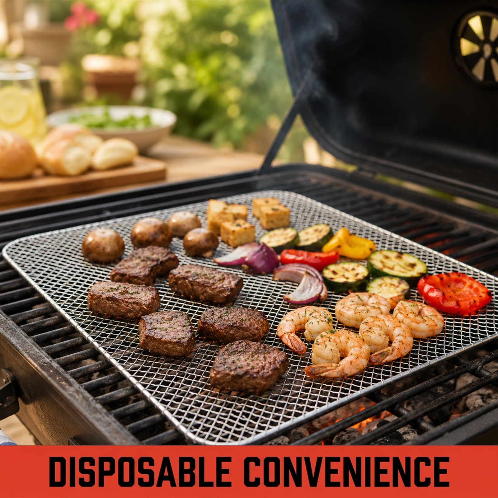 10 Stk. Grilltopper, Einweg-Antihaft-BBQ-Aluminiummatten für Outdoor-Grill, hitzebeständige Ofeneinlagen zum Backen, Braten und für Tailgating, 38,8 x 30,5 cm