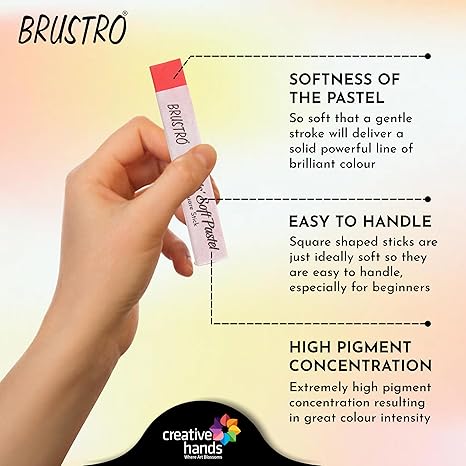 BRUSTRO Artists Soft Pastels Set of 48 | Ideal for Layering, Blending, Scumbling, Vivid Colours, Intense Shades, Highly Pigmented, Fade Resistant Colors - Image 2