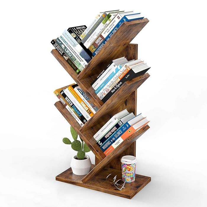Buy Karcog Tree Bookshelf, 4Tier Small Book Shelf Organizer Floor