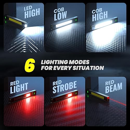 Miniatura 3 de EGUKU Luz recargable para bolígrafo, linternas de pluma de 800 lúmenes con luz de trabajo COB, linterna de bolsillo LED portátil con 6 modos de luz,