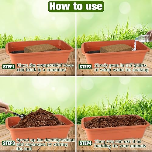Miniatura 4 de ZeeDix Paquete de 2 sustratos de fibra de coco, 100% orgánico cáscara de coco coco ladrillo de fibra de coco terrario para reptiles, tortuga, dragón