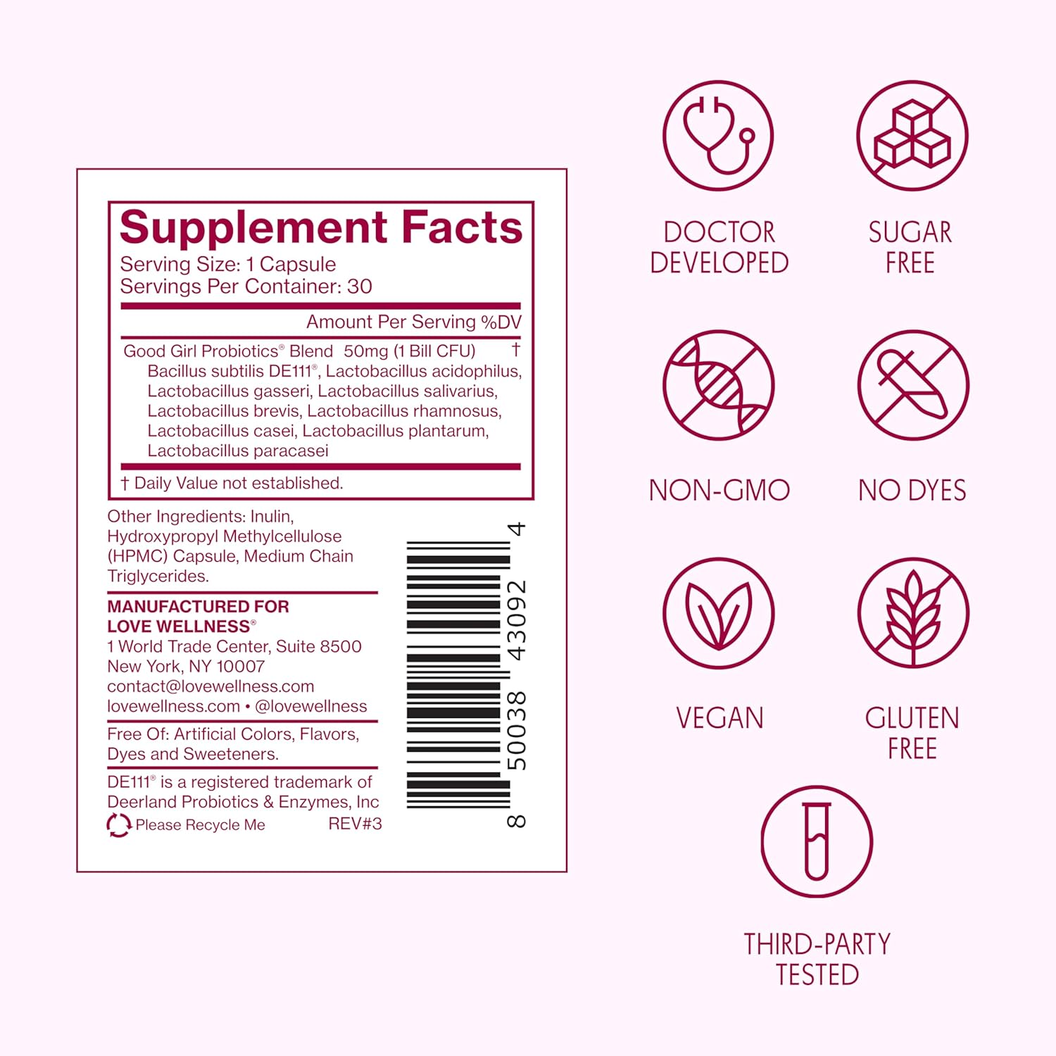 Love Wellness Good Girl Probiotics | Women’s Vaginal Health & pH Balance Supplement | 9-Strain Probiotic for Urinary Tract, Yeast, Odor & Immune Support | Gluten-Free (30-Day Supply) - Image 6