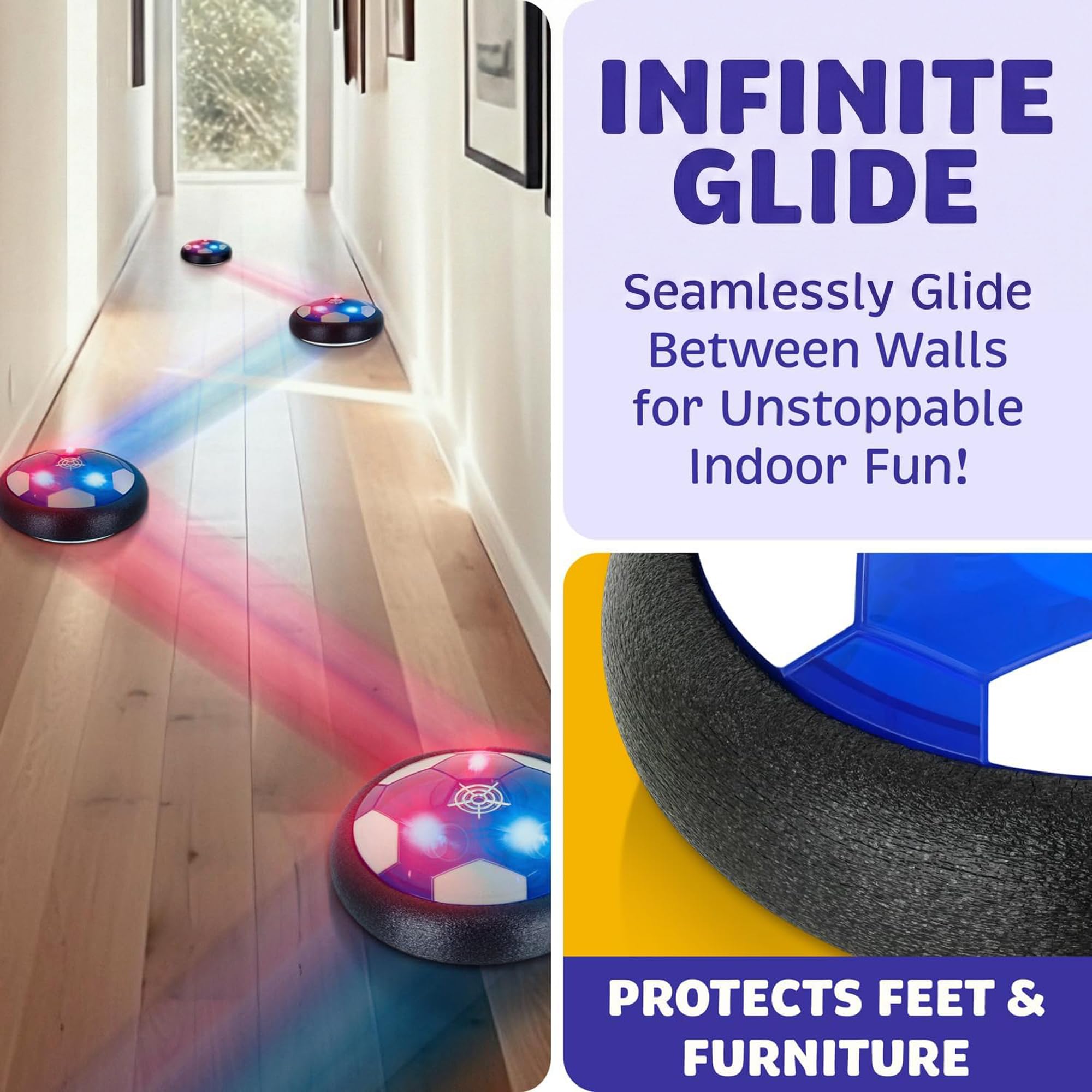 Atlasonix Hover Balón de fútbol para interiores, paquete 2 en 1
