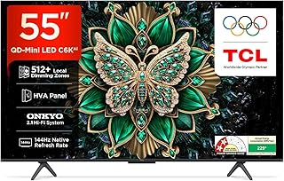 TCL 139 cm (55 inches) 4K Ultra HD Smart QD-Mini LED Google TV 55C6K