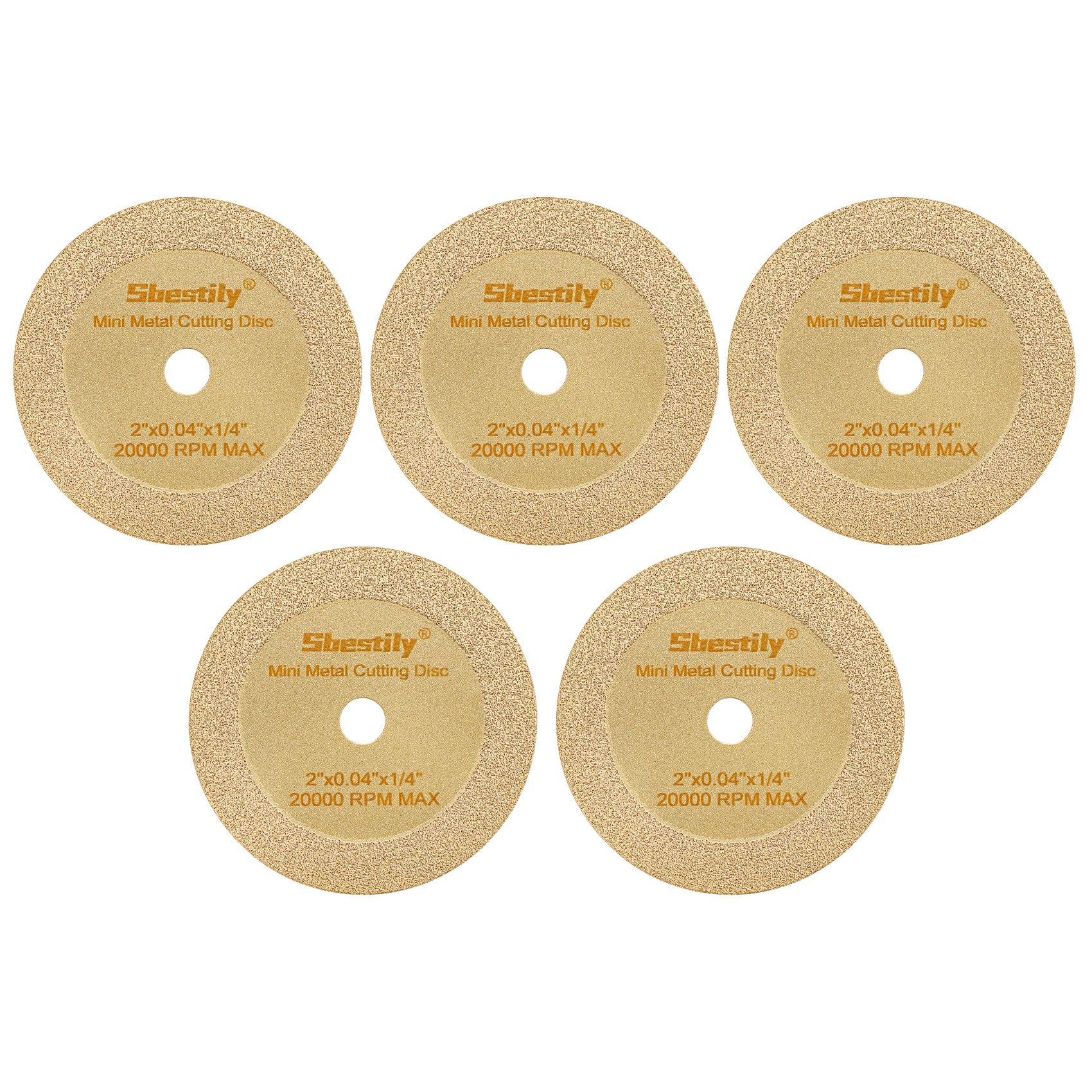 Sbestily 2 Inch Diamond Cut Off Wheel - 5Pack - W1/4" Arbor Hole Diamond Cutting Wheel for for Metal & Stainless Steel, Nuts, Bolts, Screws, Ceramic,