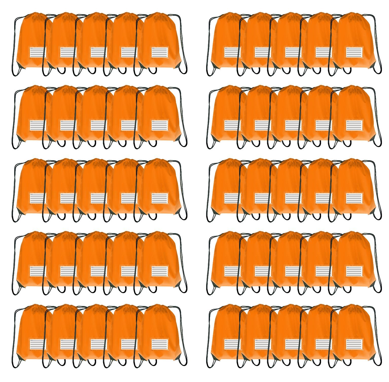 JohahaTim Drawstring Backpack Bulk 50 Packs Draw String Bags for Gym Sports Trip Pedestrianism Cinch Sack DIY for Women Men with Memo Card(Orange)